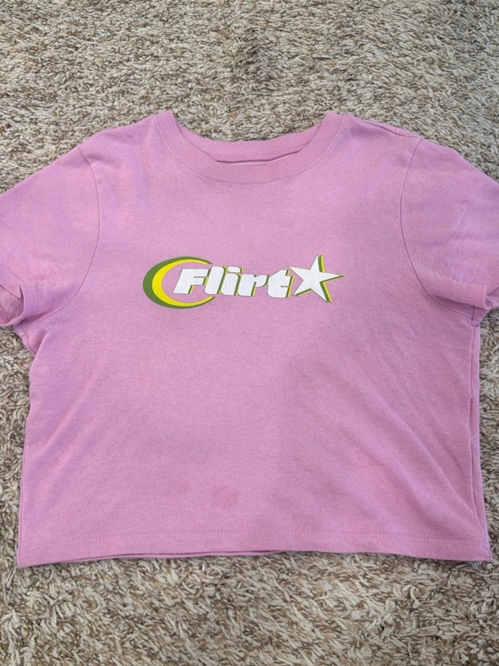 Urban Outfitters Pink 'Flirt' Graphic Crop Tee